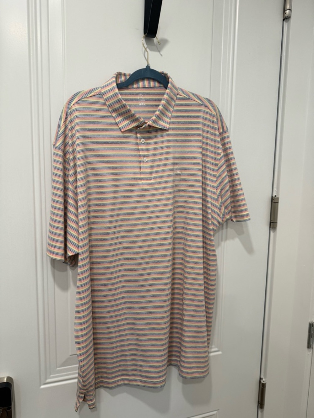 Rhoback Multi-Stripe Polo in Pastel Blue, Pink & Cream